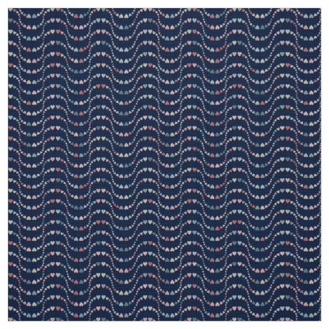 Pattern of Wavy  Colourful Hearts colour Fabric (Swatch)