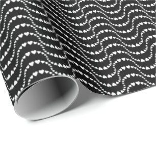 Pattern of Wavy Hearts in black and white colour Wrapping Paper