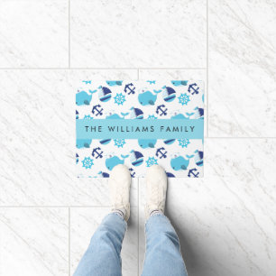 Pattern Of Whales, Blue Whales, Your Name Doormat