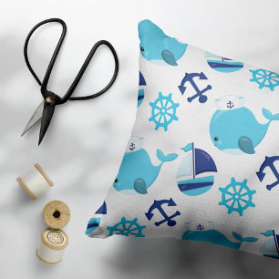 Pattern Of Whales, Cute Whales, Blue Whales Decorative Cushion