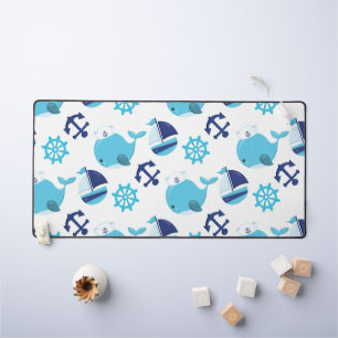 Pattern Of Whales, Cute Whales, Blue Whales Desk Mat