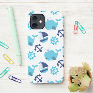 Pattern Of Whales, Cute Whales, Blue Whales iPhone 12 Case