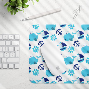 Pattern Of Whales, Cute Whales, Blue Whales Mouse Pad