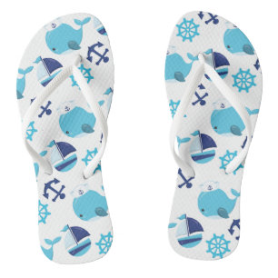 Pattern Of Whales, Cute Whales, Blue Whales Thongs