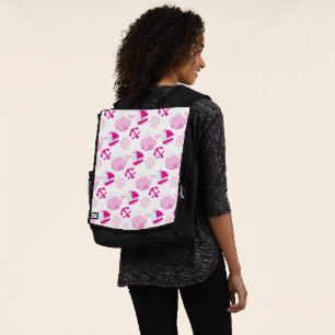 Pattern Of Whales, Cute Whales, Pink Whales Backpack