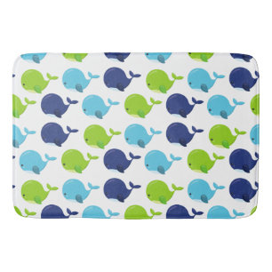 Pattern Of Whales, Cute Whales, Sea Animals Bath Mat