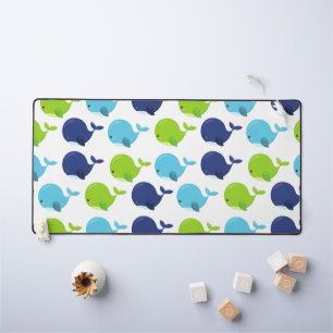 Pattern Of Whales, Cute Whales, Sea Animals Desk Mat