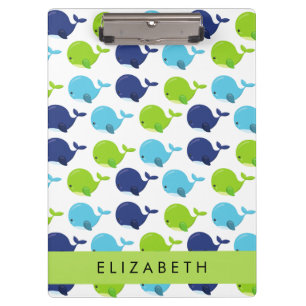 Pattern Of Whales, Cute Whales, Your Name Clipboard