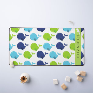 Pattern Of Whales, Cute Whales, Your Name Desk Mat