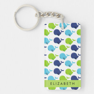 Pattern Of Whales, Cute Whales, Your Name Key Ring