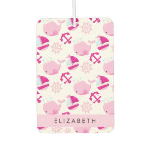 Pattern Of Whales, Pink Whales, Your Name Car Air Freshener