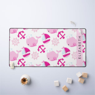 Pattern Of Whales, Pink Whales, Your Name Desk Mat