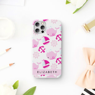 Pattern Of Whales, Pink Whales, Your Name iPhone 16 Case
