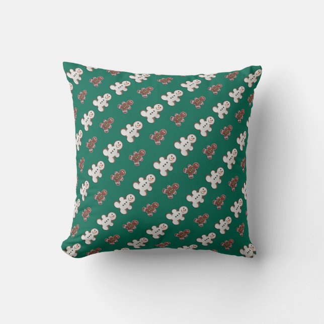 Pattern of white and brown gingerbread men  cushion (Front)