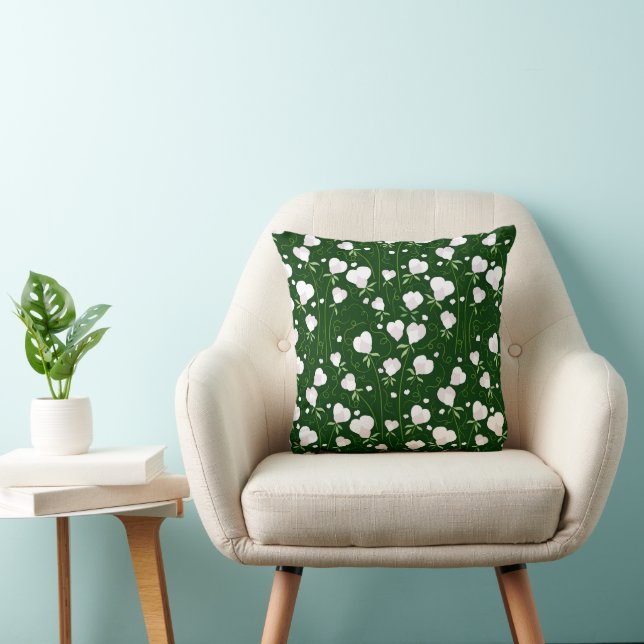 Pattern of white heart-shaped flowers cushion (Chair)