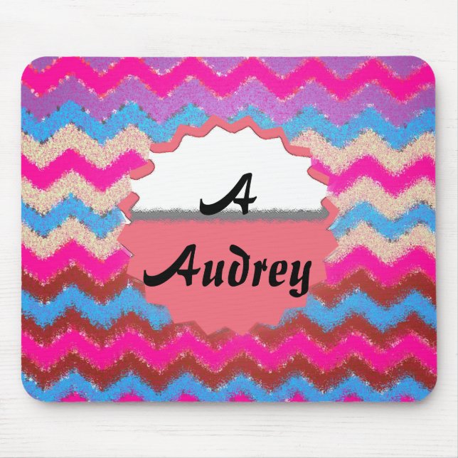Pattern Office Party Peace Chevrons Monogrammed Mouse Pad (Front)