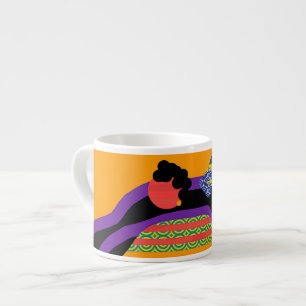 Pattern On Pattern Lady Face Espresso Cup