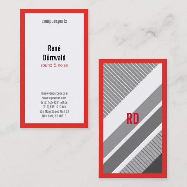 Pattern on Pattern, red white black business cards (Front/Back)