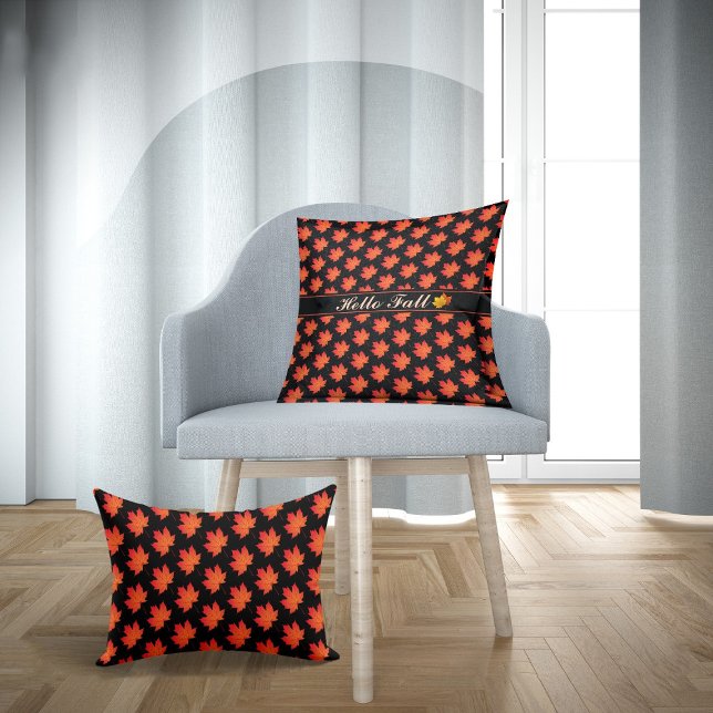 Pattern orange autumn leaf Throw Pillow (Creator Uploaded)