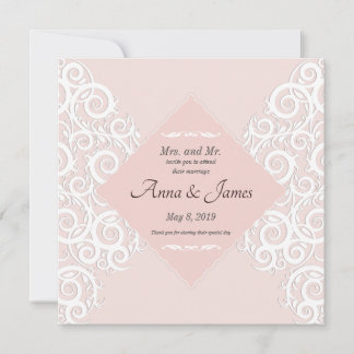 Pattern Ornament On Pink Wedding Invitation