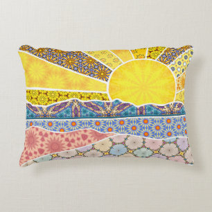 Pattern Painted Sunrise Decorative Cushion