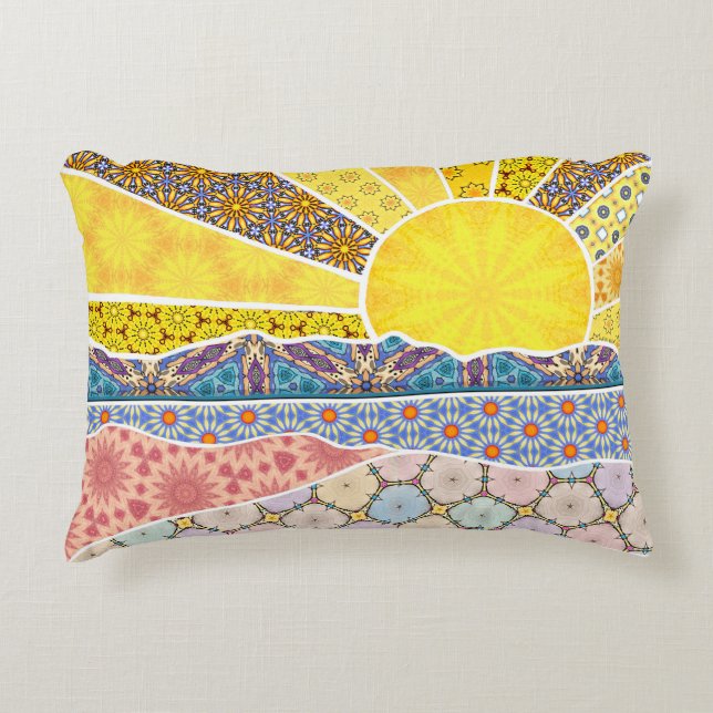 Pattern Painted Sunrise Decorative Cushion (Front)
