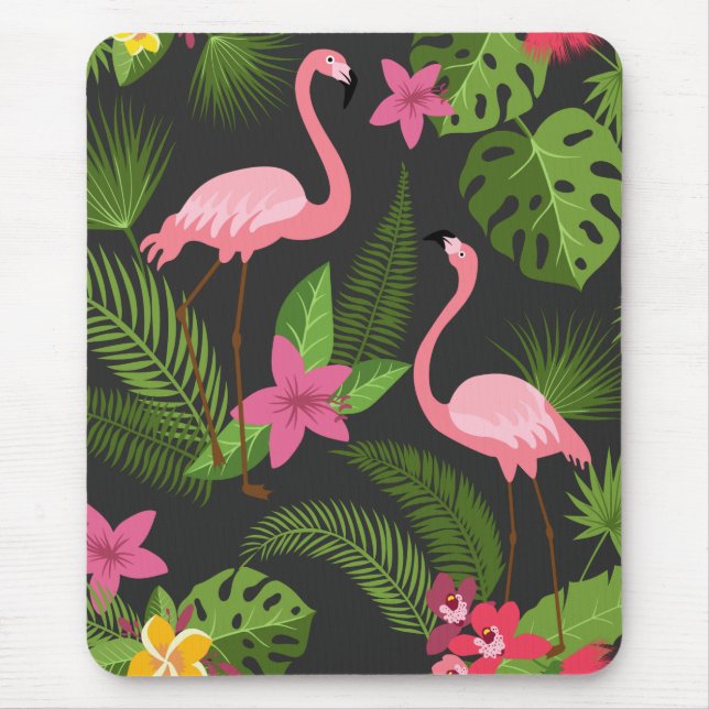 Pattern Peacock Pink with Flower  Mouse Pad (Front)