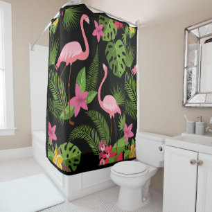 Pattern Peacock Pink with Flower Shower Curtain