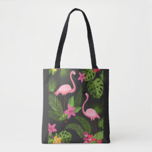 Pattern Peacock Pink with Flower Tote Bag