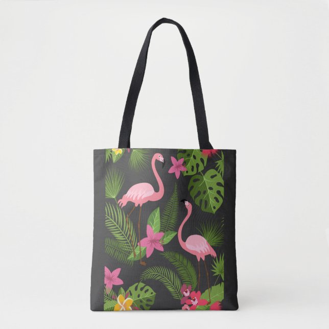 Pattern Peacock Pink with Flower   Tote Bag (Front)
