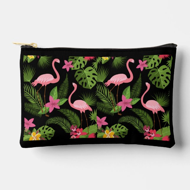 Pattern Peacock Pink with Flowers   Accessory Pouch (Front)
