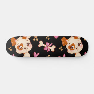 Pattern Pets Cute Funny Puppy Lover   Skateboard