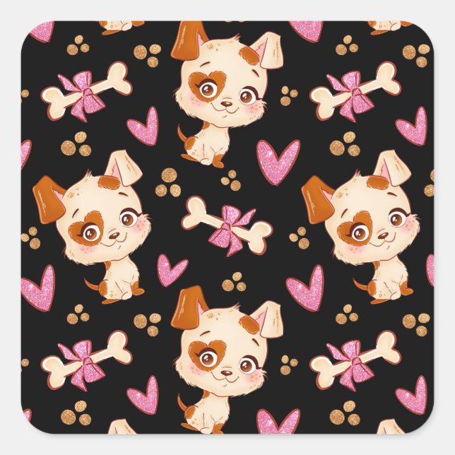 Pattern Pets Cute Funny Puppy Lover  Square Sticker (Front)