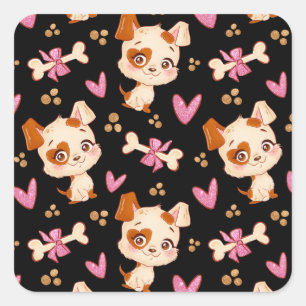 Pattern Pets Cute Funny Puppy Lover Square Sticker