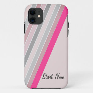 Pattern pink- gray stripes iPhone Cases