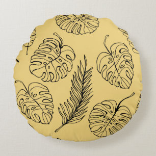 Pattern Plants Leaf from tropical forests and Mons Round Cushion