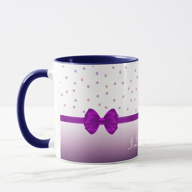 Pattern Purple Polka Ribbon Coffee Mug (Left)