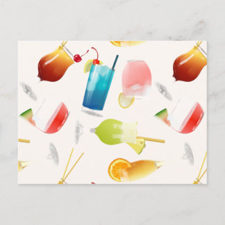 Pattern real cocktails and long drinks postcard