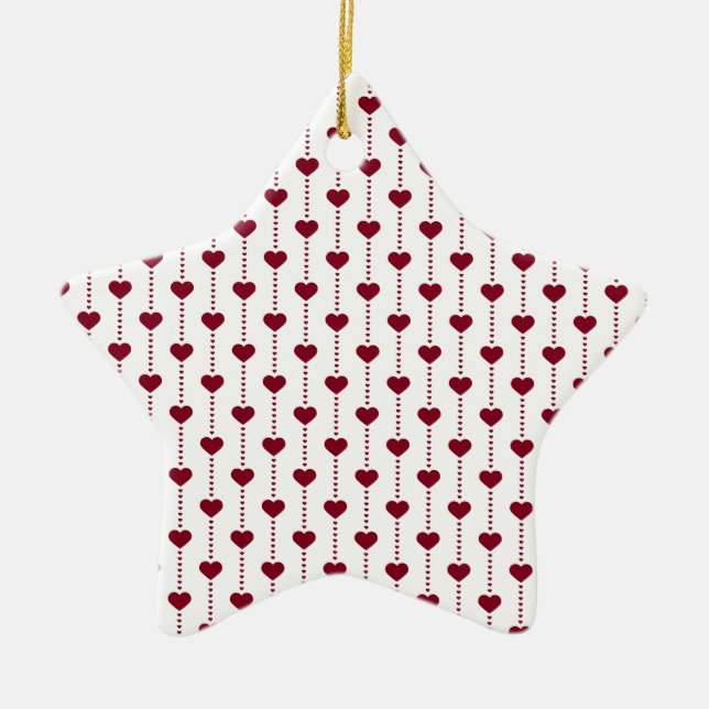 Pattern/Red Hearts Ceramic Tree Decoration (Front)