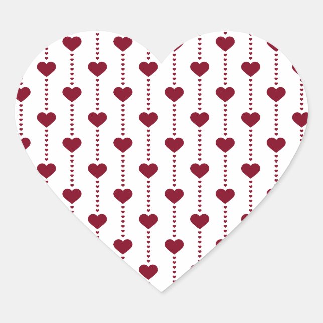 Pattern/Red Hearts Heart Sticker (Front)