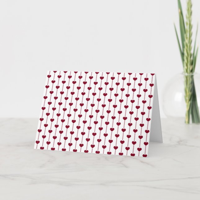 Pattern/Red Hearts Holiday Card (Front)