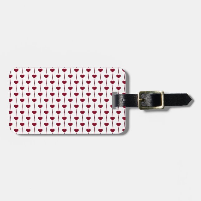 Pattern/Red Hearts Luggage Tag (Front Horizontal)