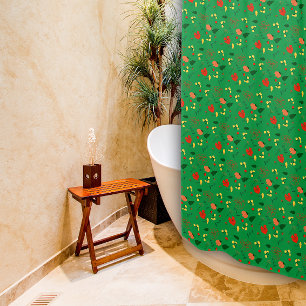 Pattern red  wildflower green Shower Curtain