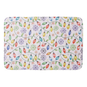 Pattern Retro Christmas Lights Bath Mat
