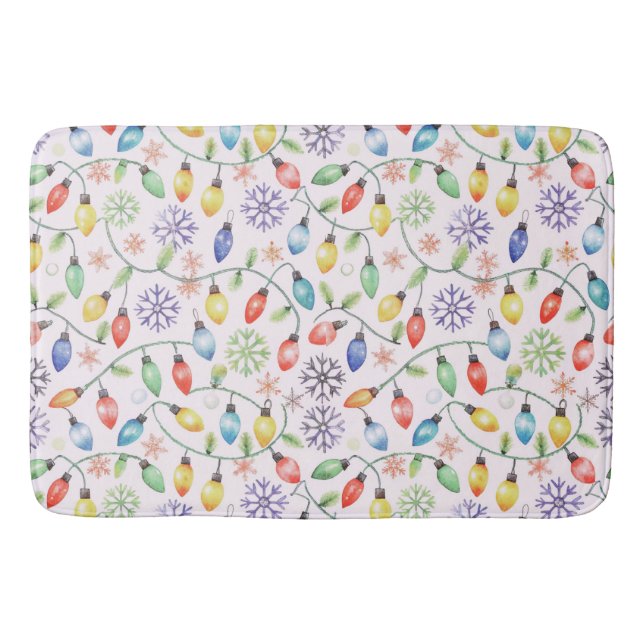 Pattern Retro Christmas Lights Bath Mat (Front)