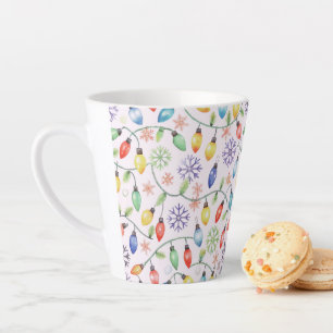 Pattern Retro Christmas Lights Latte Mug