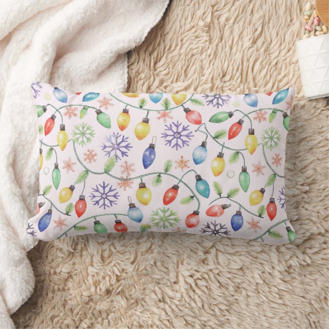 Pattern Retro Christmas Lights Lumbar Cushion (Blanket)