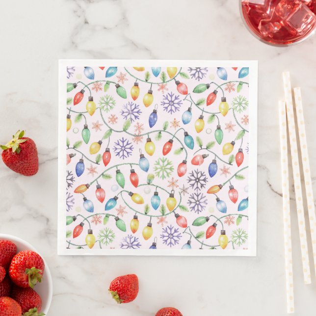Pattern Retro Christmas Lights Napkin (Insitu)