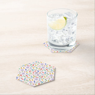Pattern Retro Christmas Lights Paper Coaster