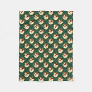 Pattern Santa Claus Pine Wreath Fleece Blanket